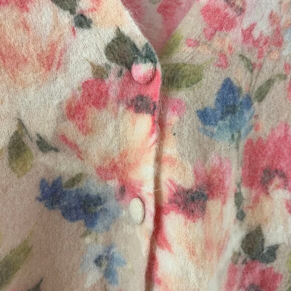 Bartolini Made In Italy Mohair Alpaca Blend Floral Cardigan Sweater Large - Picture 5 of 6